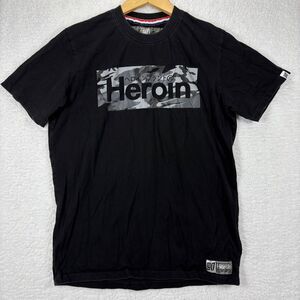 Heroin Men's Black Graphic T-Shirt Size Large